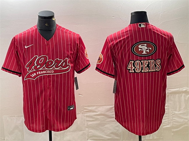 Men's San Francisco 49ers Red Team Big Logo With Patch Cool Base Stitched Baseball Jersey Men's San Francisco 49ers Red Team Big Logo With Patch Cool Base Stitched Baseball Jersey